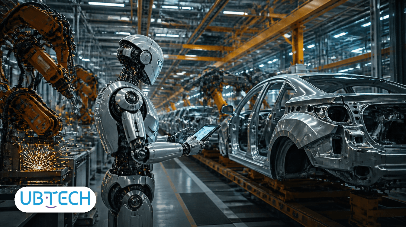 Гуманоид UBTech Walker S на автомобильном конвейере